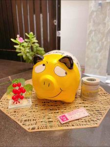 (23x16x17cm) Heo đất "Cấm Sờ" chất liệu thạch cao nước sơn bóng sản phẩm handmade 100%