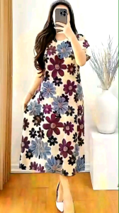 Daster Dress Maisha rayon motif viral Busui Friendly resleting depan nyaman