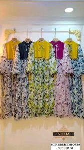 *BISA COD!!SHR ORY* NEW READY MAXI DRESS HURU-HARA VOL4 CERUTY SET HIJAB FLOWERS BY SHR ORY SIAP KIRIM