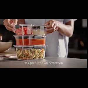 Rubbermaid Brilliance Original Plastic Food Storage Container with Lids Set of 5 (3.2 cups) Made in USA 2053295
