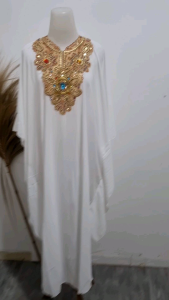 Des Kaftan keong white baju muslimah modern