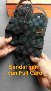 Dép quai hậu nam Xăng đan nam thời trang SDY3 in vân full caro sang trọng đế đúc nguyên khối mềm dẻo may khâu viền thủ công