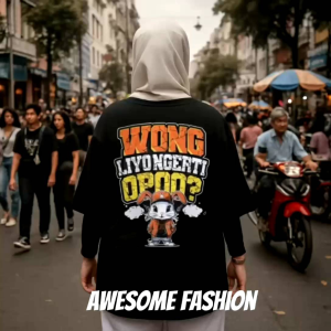 Kaos Wanita Lengan 7/8 Motif Wong Liyo Ngerti Opo Model Oversize Ukuran L XL Dan XXL