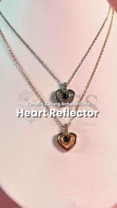 [KALUNG TITANIUM] HEART REFLECTOR NECKLACE KALUNG HATI CINTA LOVE HIASAN BADAN HADIAH ULANG TAHUN ULTAH BIRTHDAY GIFT ANTI KARAT ANTI ALERGI ANTI LUNTUR EMAS GOLD PERHIASAN JEWELRY