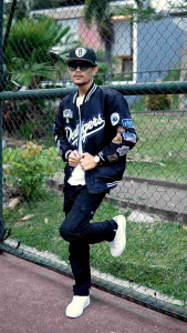 Jaket Varsity Los Angeles Dodgers Baseball MLB Full Bordir Casual Vintage - Black