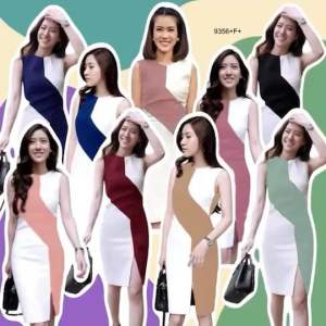 เสื้อผ้าแฟชั่น เสื้อผ้าผู้หญิง เดรสออกงาน ชุดเดรสแฟชั่น ดำเนินกบดำ เดรสขาวดำ 9356