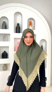HIJAB INSTAN BERGO RENDA YUMNA BAHAN JERSEY MAMOSA PREMIUM BY RIZWA