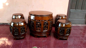 KURSI TERAS GENDANG KAYU JATI
