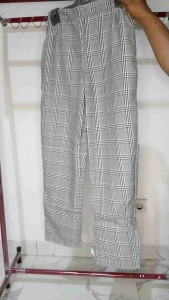 Fashion Celana Panjang Wanita Basic Chino Shella Tartan Kotak-Kotak Grey