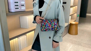 tas wanita selempang mini payet sequin