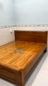 GIƯỜNG GỖ SỒI TỰ NHIÊN VẠT PHẢN LÂM GIA – CHẮC CHẮN TỐI GIẢN (GG-LG)
