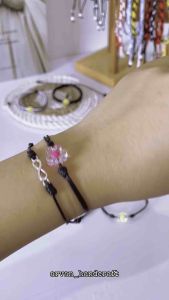Gelang Tali Hitam Manik Bunga // Gelang Tali Hitam Flower