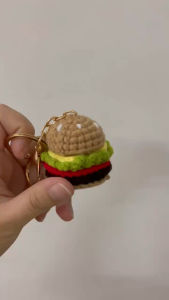 Handmade crochet hamburger keychain 手工钩织小汉堡钥匙扣