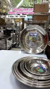 Dĩa sâu D&H inox 201 / Khay  mâm tròn sâu inox có 7 size 16-28cm