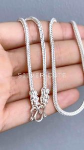 สร้อยคอเงินแท้ 92.5% ลายสี่เสาหัวมังกร ไม่ลอก ไม่แพ้ ไม่คัน พร้อมใบรับประกัน ของแท้