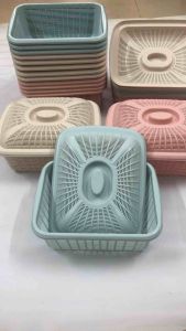 Rổ Vuông Có Nắp Nhỏ Gọn Đựng Rau Củ Quả Màu Sắc Nhẹ Nhàng - Nhựa Việt Nhật