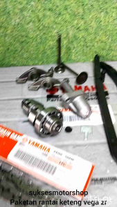 Paketan rantai keteng kampra + tonjokan setelan keteng + lidah karet tensioner + noken as + payung klep + pelatuk piano klep set motor yamaha vega zr rr jupiter z new obot salip