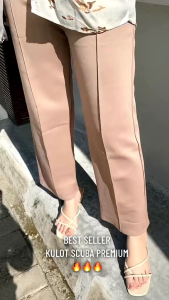 Celana Kulot Scuba Zipper Premium Gramasi 280