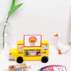 Wooden Block Spelling Game Matching Better With Flash Card Belajar Mengeja Huruf Alphabet Montessori Game