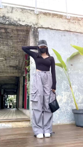Kiya Cargo Pants Wanita Highwaist Loose Korean style Jumbo Celana Kiya Kargo Wanita Terbaru