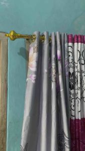 Gorden Smokring Elegan Motif Daun Hijau dengan Pengait - Bahan Poliester - Ukuran 100x220cm