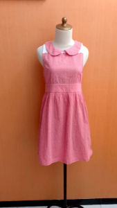 mini midi dress wanita pink muda pastel JASPAL cewek M bordir kerah cute remaja 15 16 17 thn dewasa