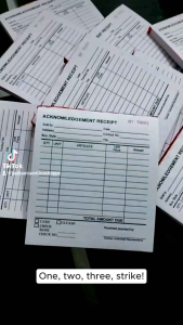 ACKNOWLEDGEMENT RECEIPT - CARBONIZED-DUPLICATE-GENERIC RECEIPT-50 SHEETS PER PAD OF 2PLY