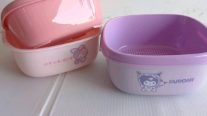 Baskom 2 in 1 Sanrio ORI / Wadah Tirisan Hello Kitty Melody / Wadah Saringan Cuci Sayur Cinnamoroll Kuromi