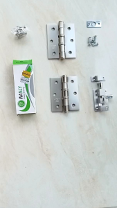 Paket Lengkap pintu Jendela Engsel 3 Inch Hak Angin dan Grendel Aluminium