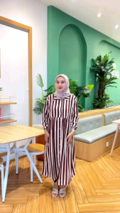 Long Tunik Motif Salur Baju Atasan Wanita Tunik