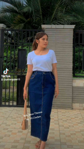 Rok Theana Jeans Tebal Highwaist Wanita Terbaru