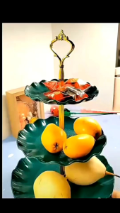 Set Rak Display Stand Kue Susun 3 Tingkat Plate Cake Multiwarna / Stand Kue Plastik Piringan Rakitan / Rak Kue Dekorasi Modern / Alat Sajian Kue Lebaran / Piring Susun Wadah Dekorasi Meja Makan