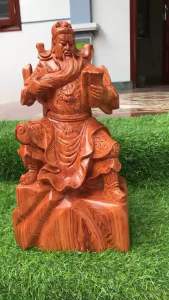 Tượng quan công ngồi đọc sách phong thuỷ gỗ hương đá  mun hoa