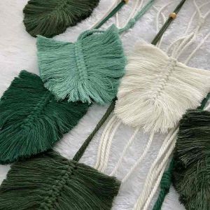 Leaf macrame nuansa hijau-hiasan dinding gantung macrame daun aesthetic
