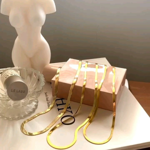 Kalung Titanium Model Pipih Gold & Silver Ukuran 45-50-60