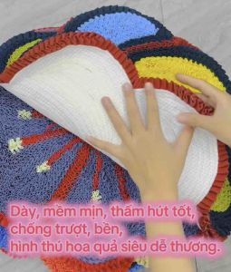 Thảm lau chân chống trượt hình thú hoa quả loại to dày thấm nước