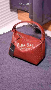 KYOMU" Tas Wanita Alba Selempang Bahu Shoulder Kulit Anyaman Tas Multifungsi
