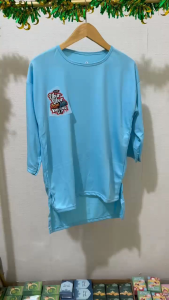 Kaos Wanita Lengan 7/8 Motif Ubur Ubur Ikan Lele Model Oversize Ukuran L & XL & XXL