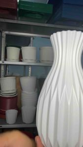 Modern Nordic Vase Plastic for Artificial Flowers or Real Plants Table Décor White Ribbed Design High-Quality Durable Lightweight Stable Base Easy to Clean Minimalist Design Perfect for Home Office Café