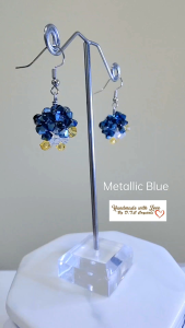 [D.T.C Crystals] Handmade Swarovski Penguins Earrings - Metallic Blue