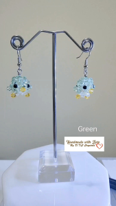 [D.T.C Crystals] Handmade Swarovski Penguins Earrings - Green