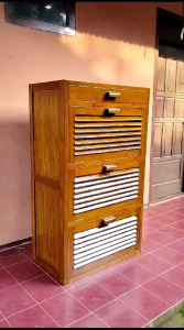 RAK SEPATU MINIMALIS KAYU JATI