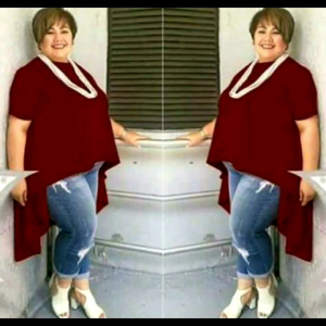 LONGBACK TRENDY PLUSSIZE WOMEN BLOUSE/DRESS LADIES LOOSE SHIRT PLAIN CLOTHES OVERSIZED TOPS ROUND NECK COTTON