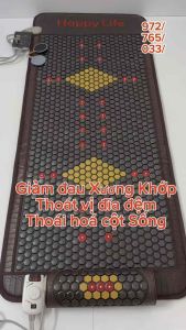 Thảm đá nóng Laser Hàn Quốc Happy Life 80x190cm kèm bộ Đ.i.ệ.n X.u.n.g giúp giảm đau xương khớp thoát vị đĩa đệm lưng cột sống