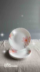 6 Pieces Floral Opal 24cm Dinner Plate - Microwave & Dishwasher Safe Heat & Break Resistant