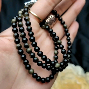 Chuỗi 3v Thạch anh đen núi lửa Obsidian Gold 5li+  - Phong Thủy TUDO