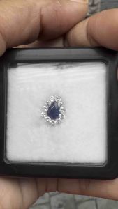 (BLUE DAY SALE ) Real Blue Sapphire 1.7ctCarats Very Bright Blue Free Beautiful Grade Cz Diamonds 11 Pieces Set Ring