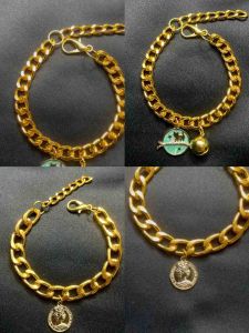 ปลอกคอแมว ปลอกคอสุนัข ปอกคอแมวสุนัข โซ่เลสทองเกลียวใหญ่อลุมิเนียม ปรับขนาดได้ ฟรีโซ่ปรับขนาดทุกเส้น