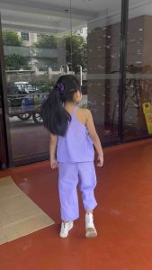 Crumpled terno pants for kids