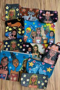 Handmade Purse Painted Pouch Creative Art Canvas Pouch Coin Purse Mobile Phone Sling Bag Stationery Pouch Cosmetic Bag Accessories Pouch Pencil Case Key Pouch Mygiftskingdom My Gifts Kingdom